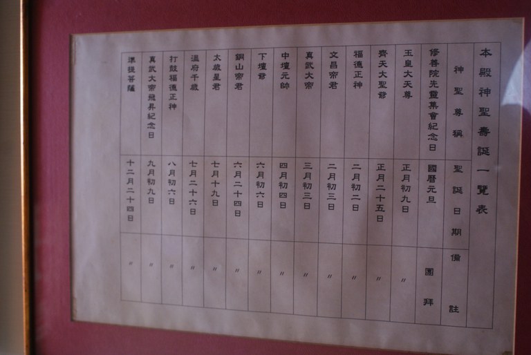 高馬北極殿神聖誕辰表 ||//|